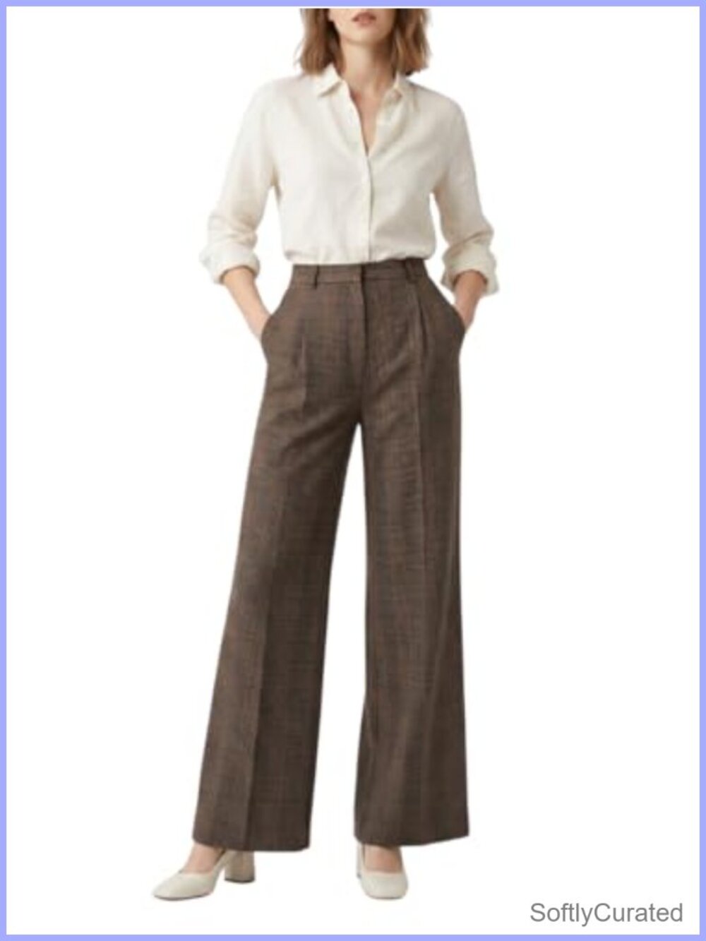 High Waisted Wide Leg Palazzo Pants Extra Long Plaid Trousers Tall Women